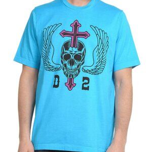 Men's Aqua Blue DSQUARED2 Graphic Logo T-shirt - Size Medium